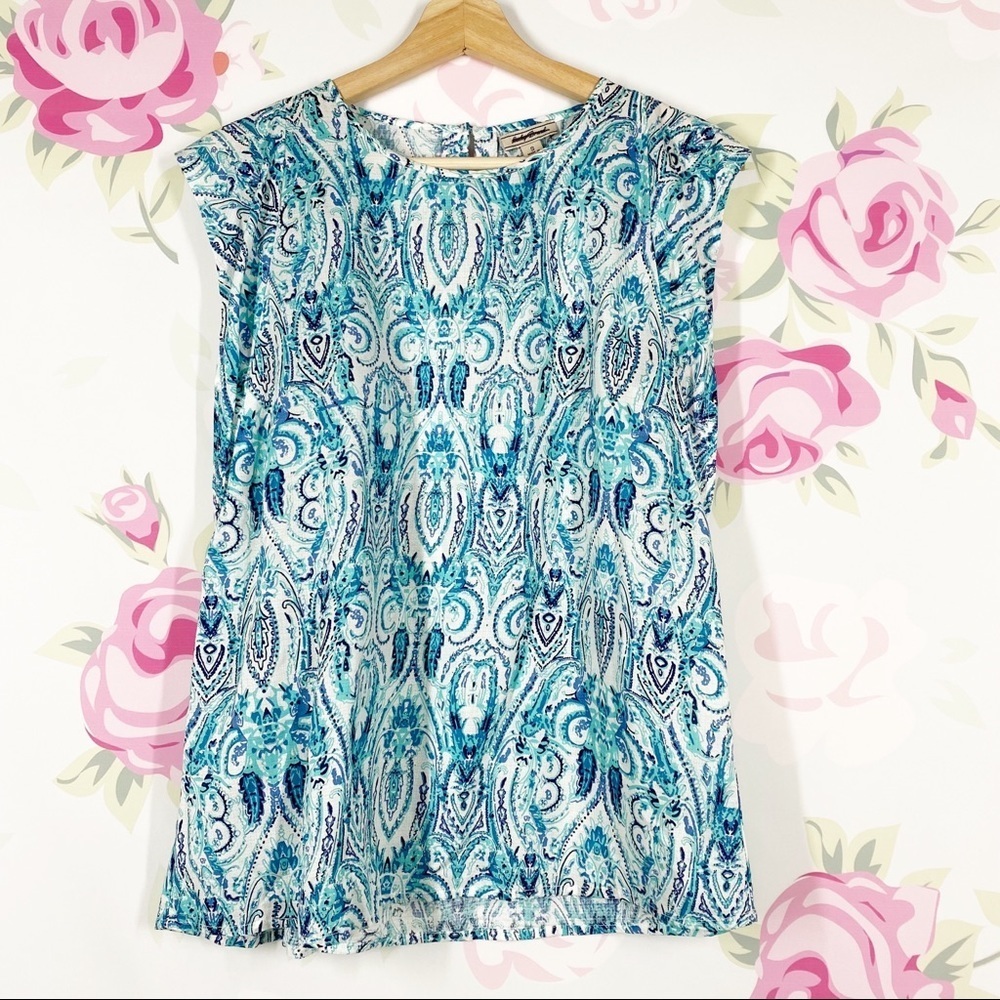 Lucky Brand Teal Paisley Print Sleeveless Top S